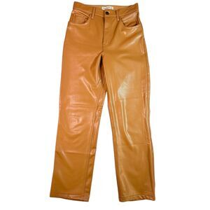 Abercrombie Women 27/4S 90s Straight Tan Ultra High Rise‎ Vegan Leather Chic